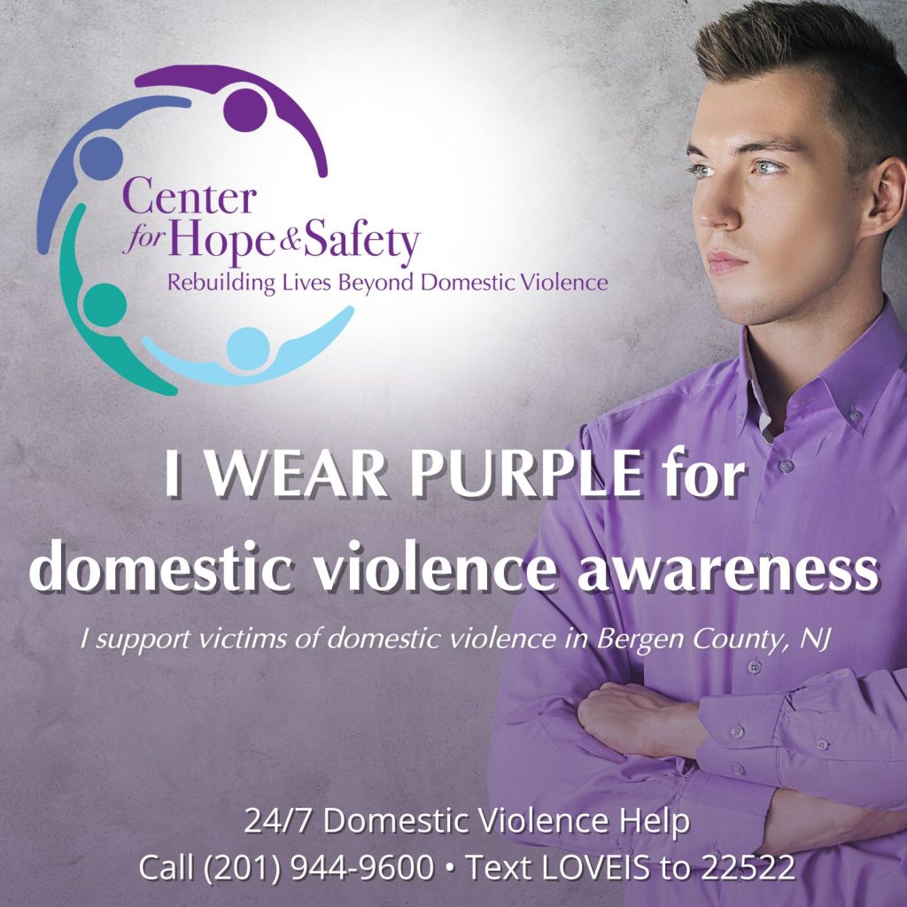 I wear purple with Center for Hope & Safety for domestic violence awareness