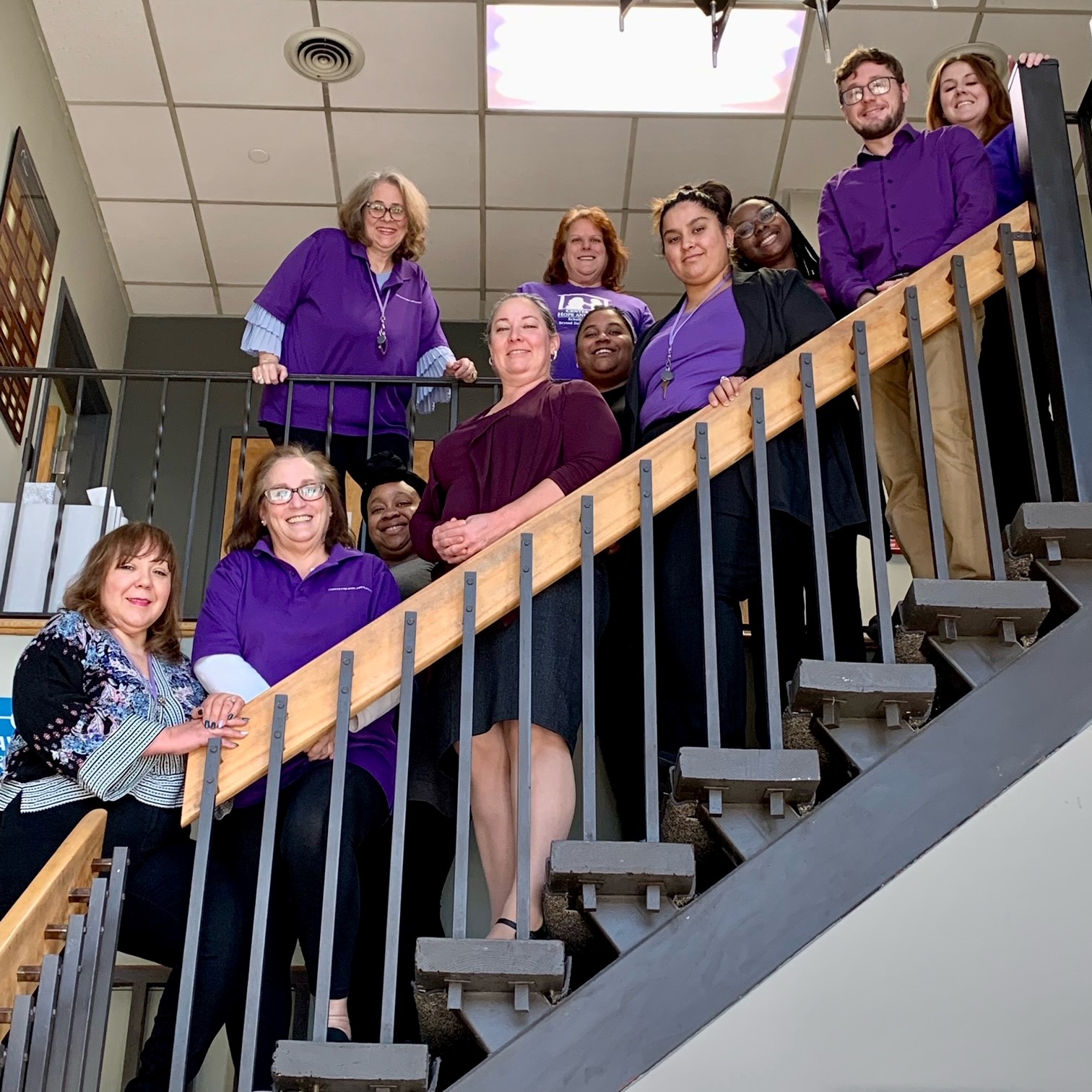 CHS staff wearing purple