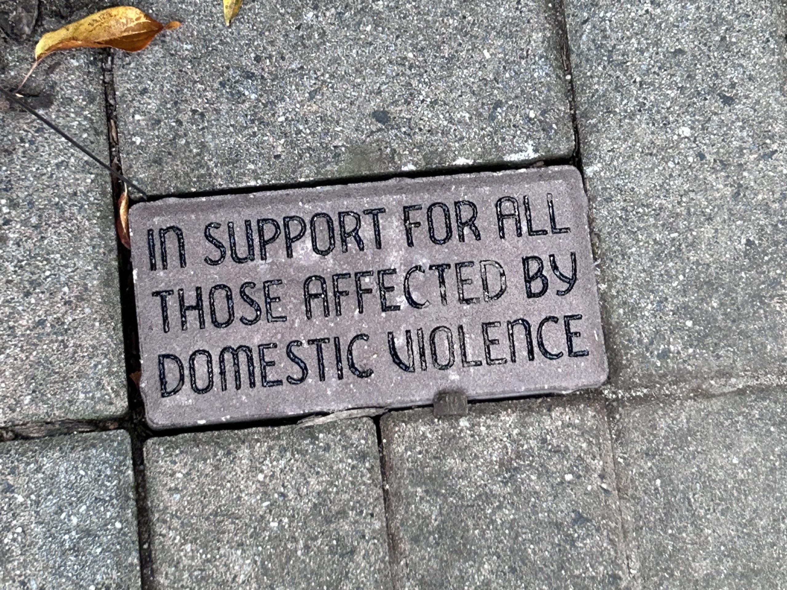 Engraved brick "In support for all those affected by domestic violence" from Pathway to Self-Sufficiency